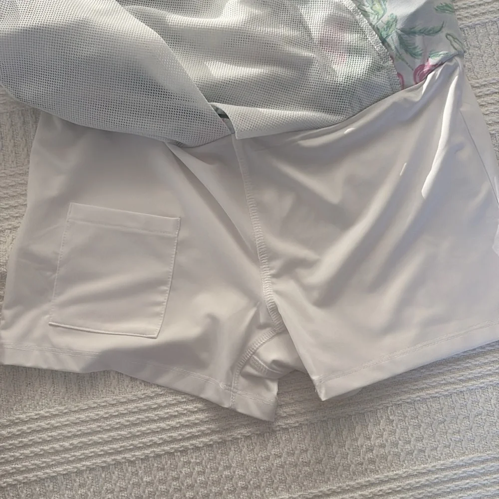 SanSoleil's SolStyle XS Light Blue Flamingo Print Golf Skirt Skort UV50 - Picture 4 of 4